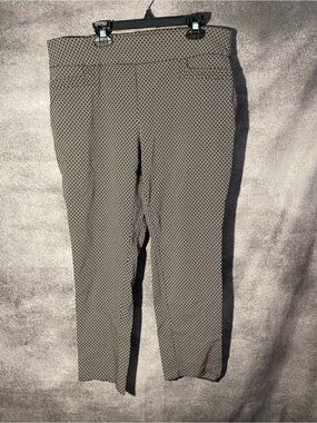 Studio 253 Women XL Geometric Print Pull On Stretch Straight Dress Pants